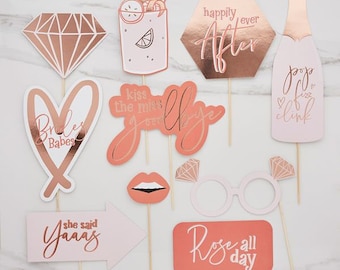 Pink Rose Gold Hen Party Photo Props, She Said Yaas Photo Props, Blush Bridal Shower, Hen Party Photo Props, Rose GoldBachelorette Party