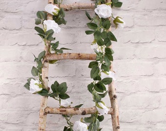 White Rose Flower Garland, Artificial Flowers, Vines, Flower Garland, Rustic Wedding Decorations, Home Decorations, Party Decorations,