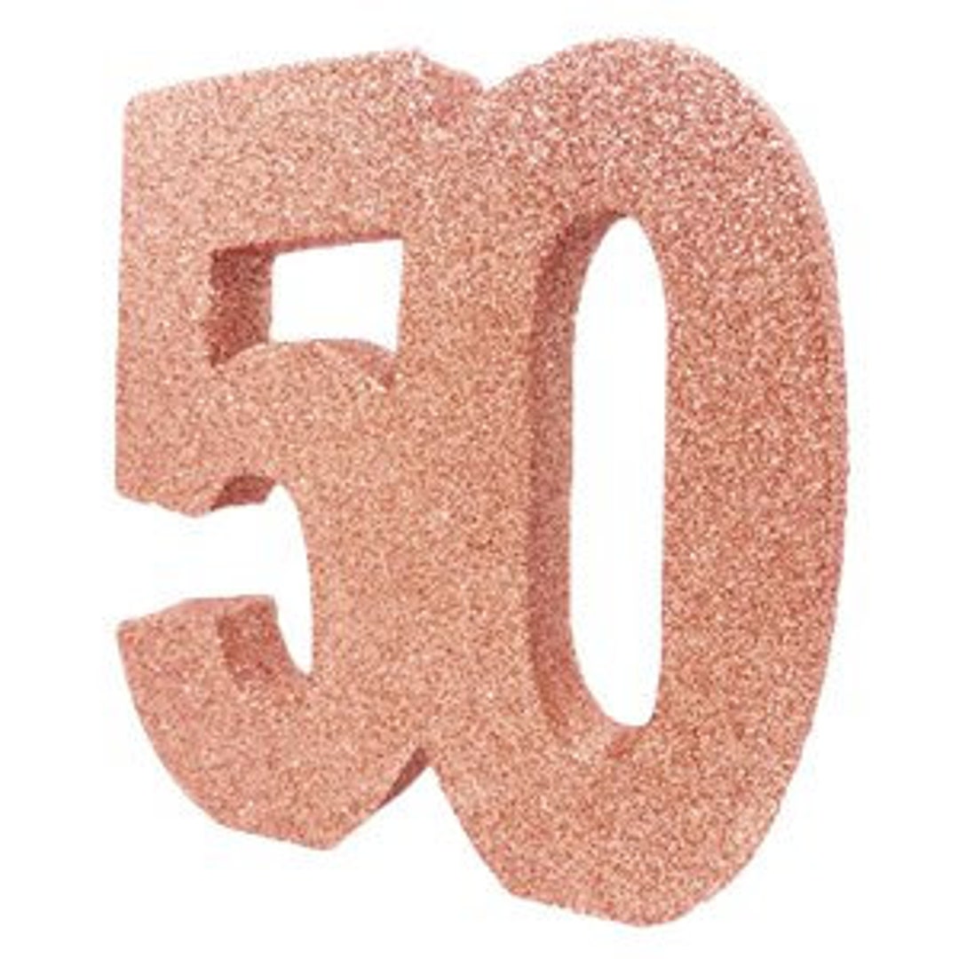 Rose Gold Glitter 50th Birthday Party Table Decoration, Rose Gold 50