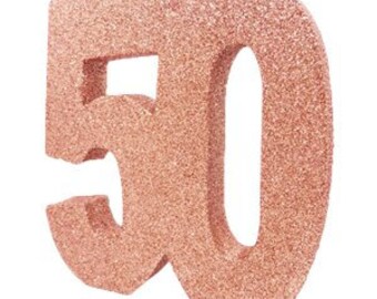 Rose Gold Glitter 50th Birthday Party Table Decoration, Rose Gold 50 Glitter Centrepiece, 50th Birthday Decorations, Party Decorations, 50th