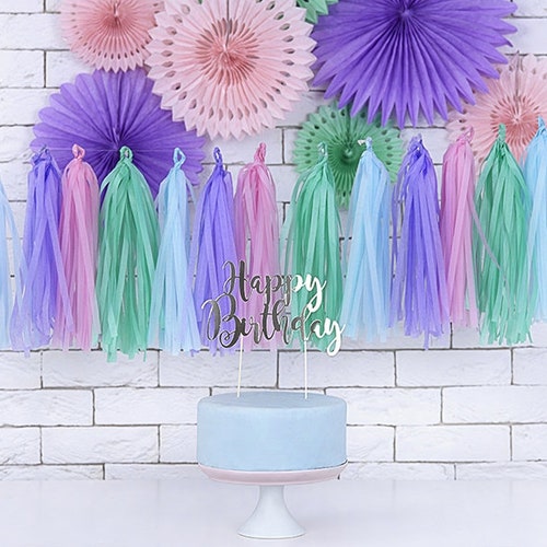 Giant Pastel Tassel Garland Pink Blue Lilac Green Hanging Etsy UK