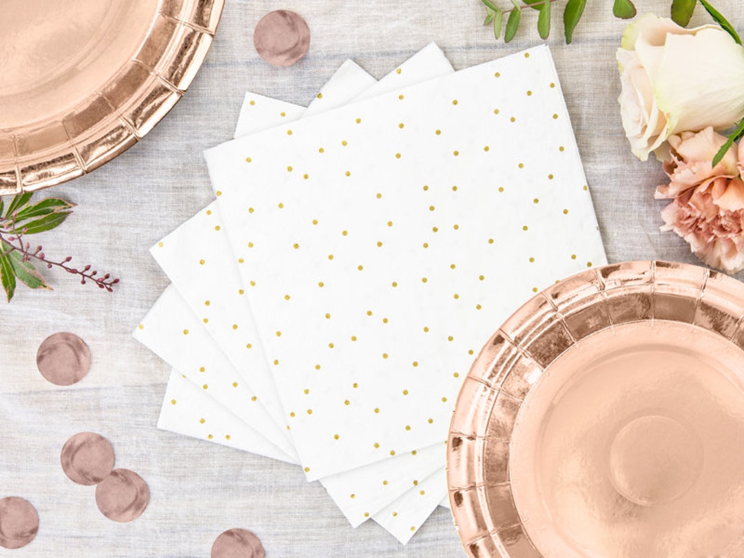 20 Gold Dot Paper Napkins, Gold Wedding Napkins, Gold Baby Shower, Girl
