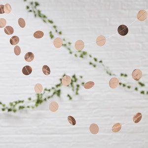 Rose Gold Circle Garland, Gold Wedding Decor, Baby Shower Decor, Rose Gold Party Supplies, Rose Gold Bunting