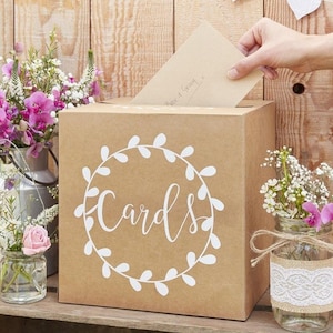 Rustic Wedding Post Box, Wedding Cards Box, Wedding Supplies, Rustic Wedding Decorations, Kraft and White Script Post Box image 1