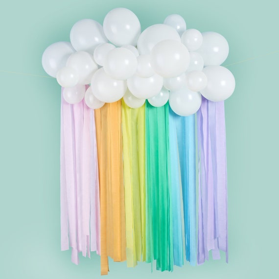 Rainbow Cloud Pastel Party Backdrop, Party Decorations, Birthday Party  Decorations, Cloud Balloon Rainbow Streamer Backdrop