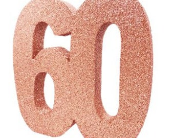 Rose Gold Glitter 60th Birthday Party Table Decoration, Rose Gold 60 Glitter Centrepiece, 60th Birthday Decorations, Party Decorations, 60th