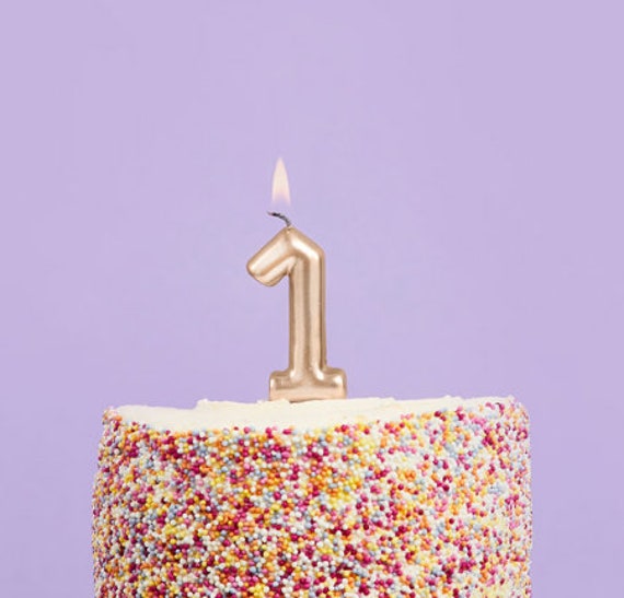 Number 1 Gold Candle Gold First Birthday Candles Birthday Cake