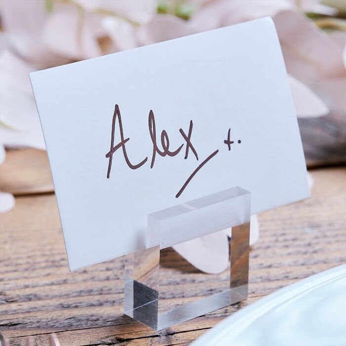 4 Clear Acrylic Place Card Holders Wedding Table Decorations