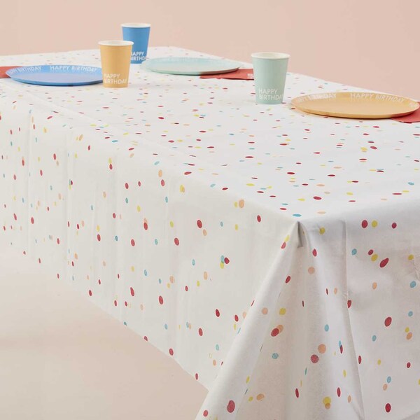 Rainbow Party Table Cover, Birthday Tablecloth, Multicoloured Speckle Print Paper Tablecloth, Party Decorations, Rainbow Party Decor