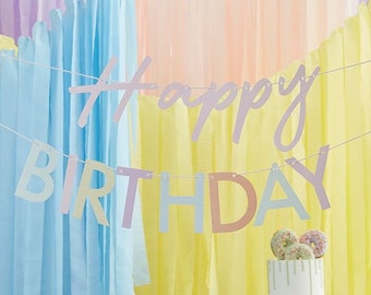 Happy Birthday Rainbow Bunting, Pastel Party Decorations, Happy Birthday Rainbow Garland, Birthday Decorations, Rainbow Pastel Decoration