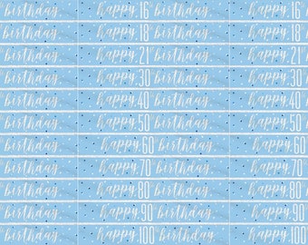 9ft Blue Silver Happy Birthday Banner, Birthday Party Bunting, Happy Birthday, Party Decorations, Boys Birthday Party