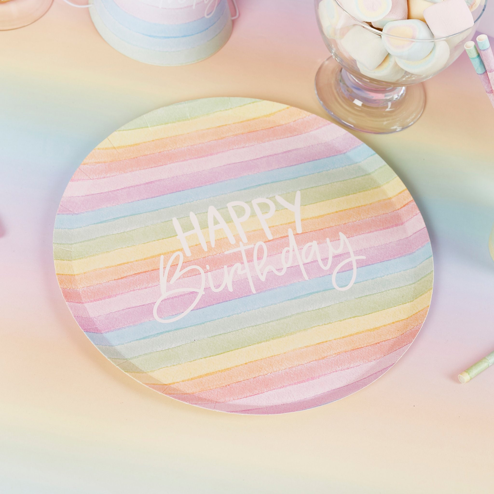 Pastel - Ombre Splatter Large Paper Plates – Partyloving