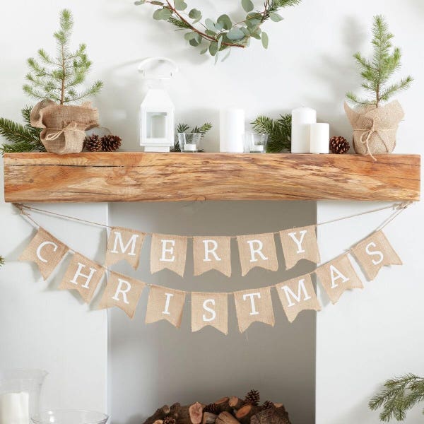 Merry Christmas Hessian Burlap Bunting, Rustic Christmas Garland, Farmhouse Christmas, Holiday Decor, Holiday Decoration, Christmas Decor,