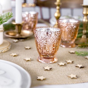 Rose Gold Glas Teelichthalter, Weihnachtskerzenhalter, rustikale Hochzeitsdekorationen, Kerzenhalter, Teelichthalter, Veranstaltungsort Dekorationen Bild 1