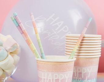 20 Pastel Rainbow Paper Party Straws, Birthday Party Party Straws, Girls Birthday Party, Pastel Party Decorations, Paper Straws