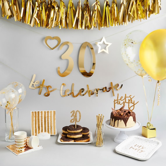 Gold Glitter 30th Birthday Cake Topper, Gold Birthday Cake Topper, Gold  Cake Decorations, Gold Glitter Party Cake Topper 