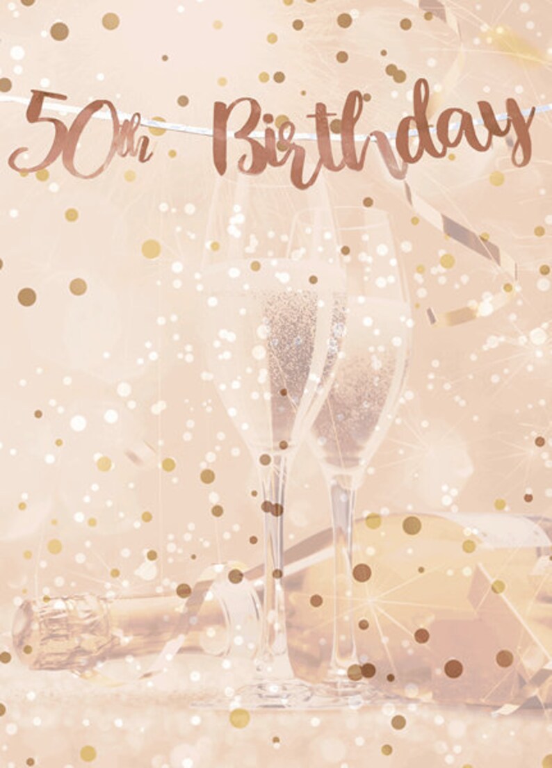Rose Gold 50th Birthday Banner Rose Gold 50th Birthday Etsy