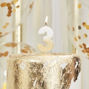 Number 3 Gold Candle, 3rd Birthday Gold Candle, Birthday Cake Candle, Gold Decorations, Three Candle, Anniversary Party