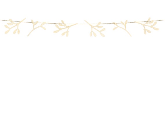 Party Deco Wooden Christmas Decoration Mistletoe Garland Bunting 1.2m Party Deco Wooden Christmas Decoration Mistletoe Garland Bunting 1.2m