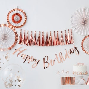 Rose Gold Happy Birthday Bunting, Birthday Party Backdrop, Birthday Party Decorations, Birthday Garland Bunting image 3