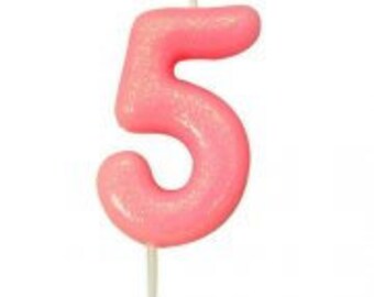 Number 5 Pink Glitter Candle, Pink Birthday Candles, Birthday Cake Candle, Age Candles, Pink Birthday Party Decor, Girls 5th Birthday Party