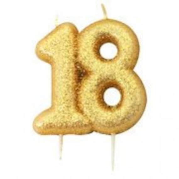 Vela de brillo dorado número 18, vela dorada de cumpleaños número 18, vela  de pastel de cumpleaños, decoraciones doradas, fiesta del 18 aniversario