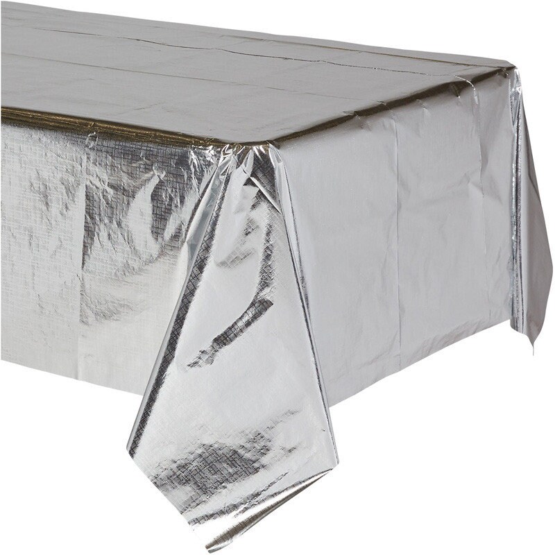 Silver Table Cover Party Table Decorations Etsy