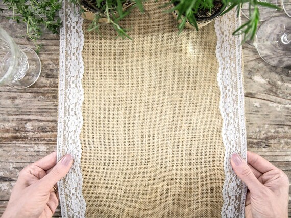 Rustic White Lace Hessian Table Runner Wedding Decorations Party Table Decorations Rustic Wedding Wedding Table Runners