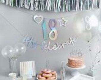 Iridescent Birthday Banner, Custom Banner, Iridescent Birthday Decorations, Iridescent Party Banner