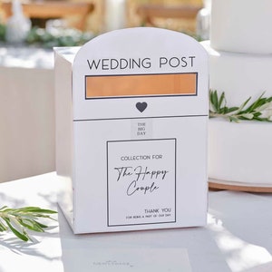 White Wedding Post Box, Wedding Cards Box, Wedding Supplies, Rustic Wedding Decorations, White Script Post Box, Gold Wedding