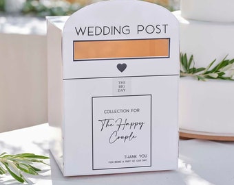 White Wedding Post Box, Wedding Cards Box, Wedding Supplies, Rustic Wedding Decorations, White Script Post Box, Gold Wedding