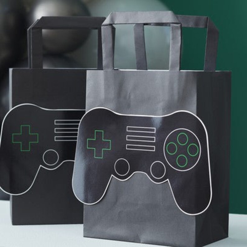 Video Game Controller Birthday Party Bags Black Party Favour Etsy