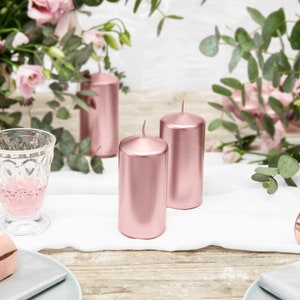 1 Rose Gold Pillar Candle, Rose Gold Wedding Candle, Rose Gold Decorations, Table Candles, Party Decorations, Rose Gold Party Decorations