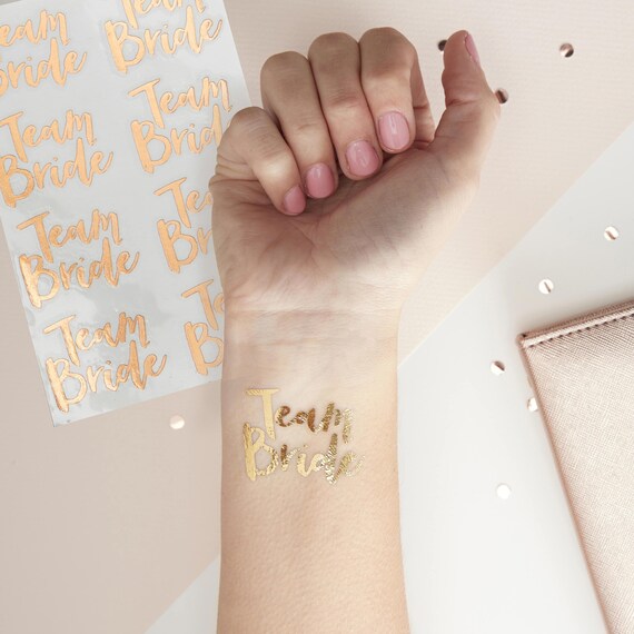 Alternative to Badges 16 TEAM BRIDE Rose Gold Temporary Hen Party Tattoos