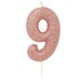Number 1 Rose Gold Glitter Candle, 1st Birthday Candles, Birthday Cake