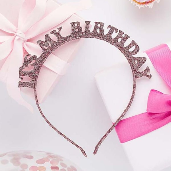 Bandeau d’anniversaire en or rose, bandeau en métal « C’est mon anniversaire » en or rose, accessoires photo de fête d’anniversaire, accessoires de fête d’anniversaire, bandeau d’anniversaire