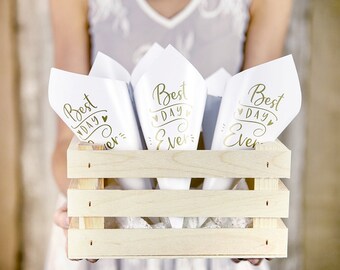 10 Best Day Ever Confetti Cones, Gold White Confetti Cones, Best Day Ever Confetti Cones, Confetti Sprinkle, Confetti Wedding Pouches