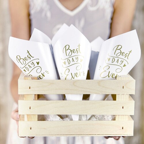 10 Best Day Ever Confetti Cones Gold White Confetti Cones Etsy