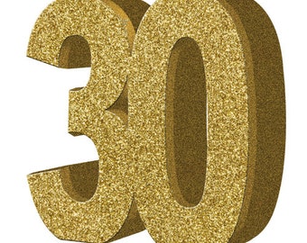 Decorazione da tavola per la festa del 30° compleanno con glitter oro, centrotavola con 30 glitter oro, decorazioni per il 30° compleanno, decorazioni per feste, 30° compleanno