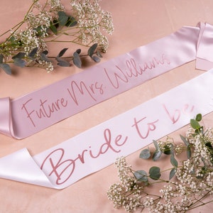 Custom Future Mrs Sash, Hen Party Sash, Bachelorette Party Sashes, Bachelorette Party, Bridal Shower, Team Bride image 1