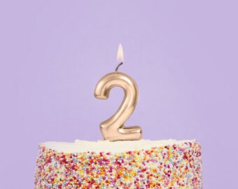 Number 2 Gold Candle, Gold Second Birthday Candles, Birthday Cake Candle, Age Candles, Gold Birthday Party Decorations