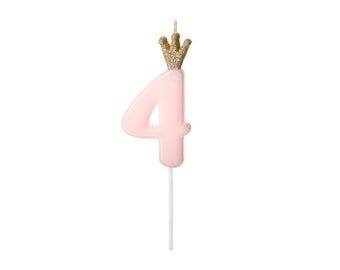 Number 4 Pink Gold Glitter Candle, Pink Birthday Candles, Birthday Candle, Age Candles, Pink Birthday Party Decor, 4th Birthday Party