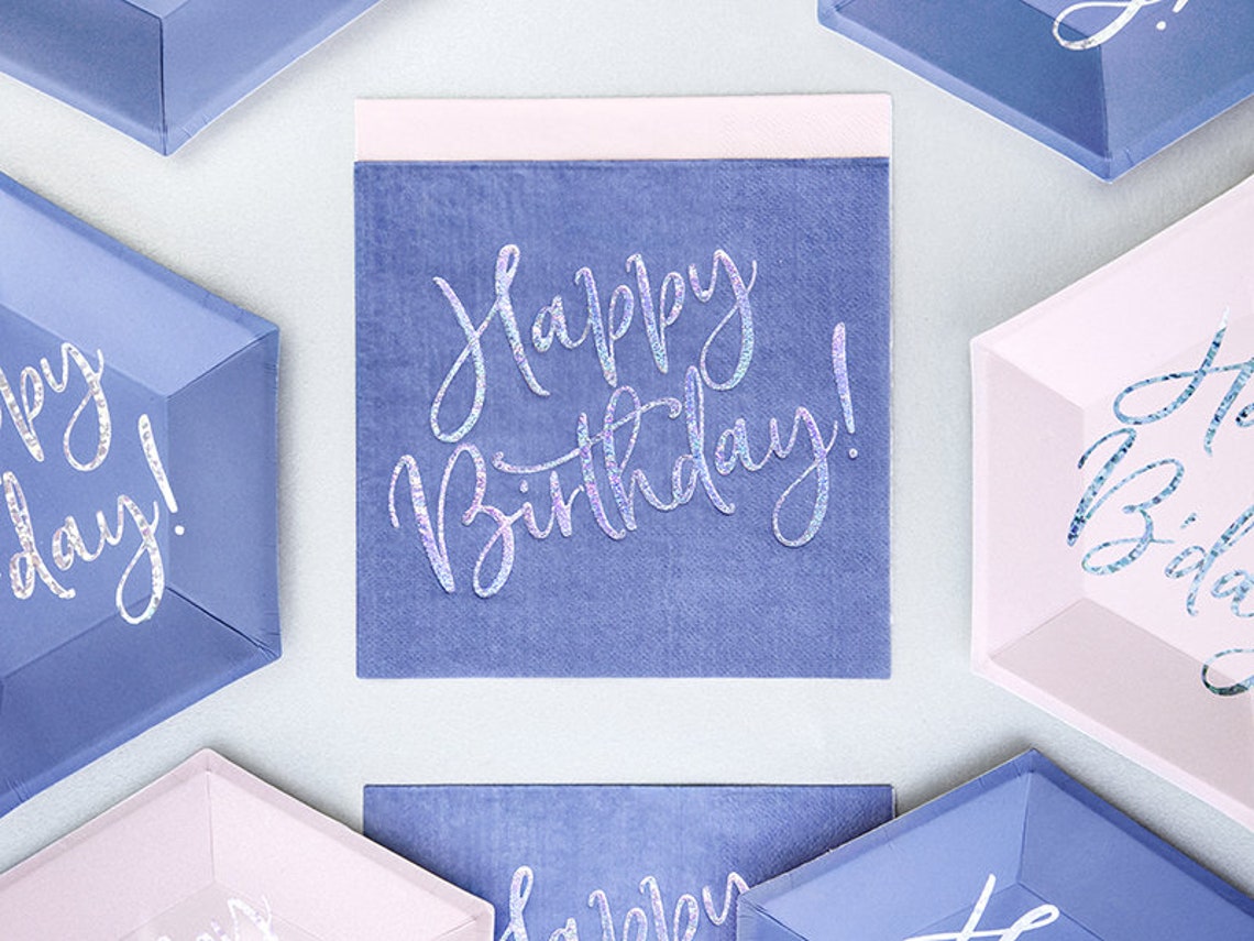 20 Blue Birthday Party Napkins Happy Birthday Blue Napkins Etsy