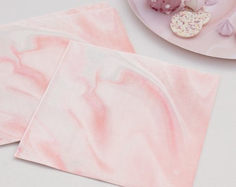 16 serviettes en marbre rose, serviettes de fête d’anniversaire, décorations de fête, serviettes de fête de poule, serviettes de douche nuptiale