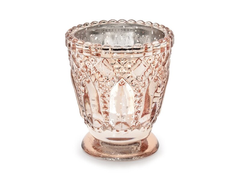 Rose Gold Glas Teelichthalter, Weihnachtskerzenhalter, rustikale Hochzeitsdekorationen, Kerzenhalter, Teelichthalter, Veranstaltungsort Dekorationen Bild 2