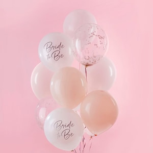 12 Pink Rose Gold 'Bride to Be' Balloons, Hen Party Balloons, Bride to Be, Hen Party Decorations, Bridal Shower Balloons, Bachelorette Party