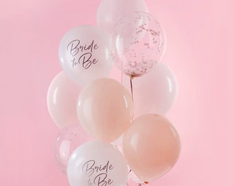 12 Pink Rose Gold 'Bride to Be' Balloons, Hen Party Balloons, Bride to Be, Hen Party Decorations, Bridal Shower Balloons, Bachelorette Party