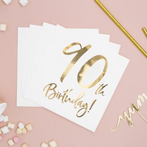 20 Gold 90th Birthday Napkins, Ninetieth Birthday Party Napkins, Birthday Tableware, 90th Birthday Party, Party Tableware, 20 Pack