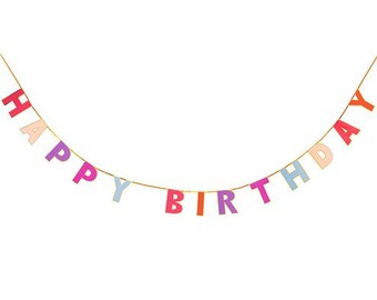 Happy Birthday Rainbow Bunting, Party Decorations, Happy Birthday Rainbow Garland, Birthday Decorations, Rainbow & Gold Decoration