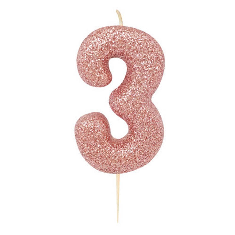 Number 2 Rose Gold Glitter Candle 2nd Birthday Rose Gold | Etsy